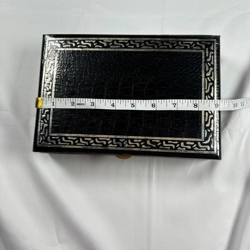 Buxton Black Velvet Jewelry Box Organizer Ring Holder Rectangle Case